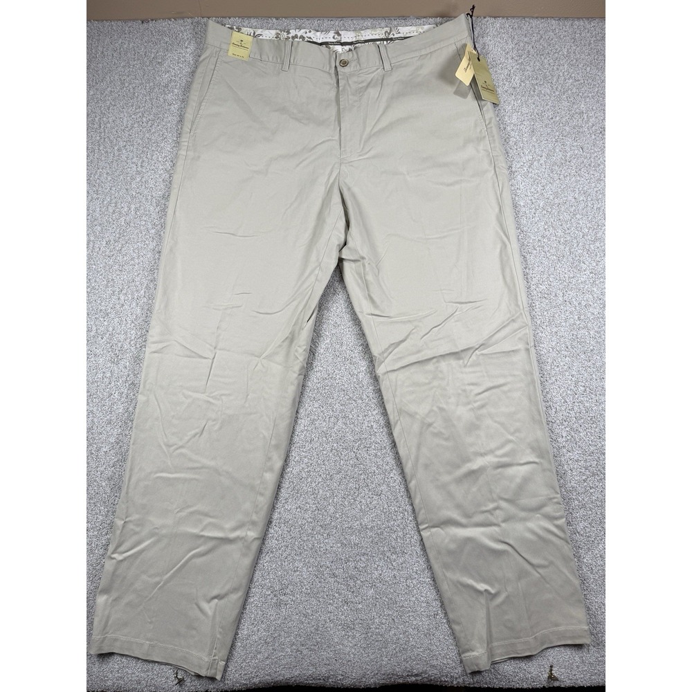 NEW‎ Tommy Bahama Pants Men's 40X34 Beige Cotton Tencel Slacks Curtis Vacation - Picture 2 of 4